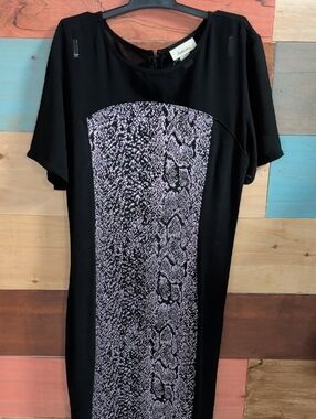 Ambar Black Mini Dress with Lavender Snake-Print Panel